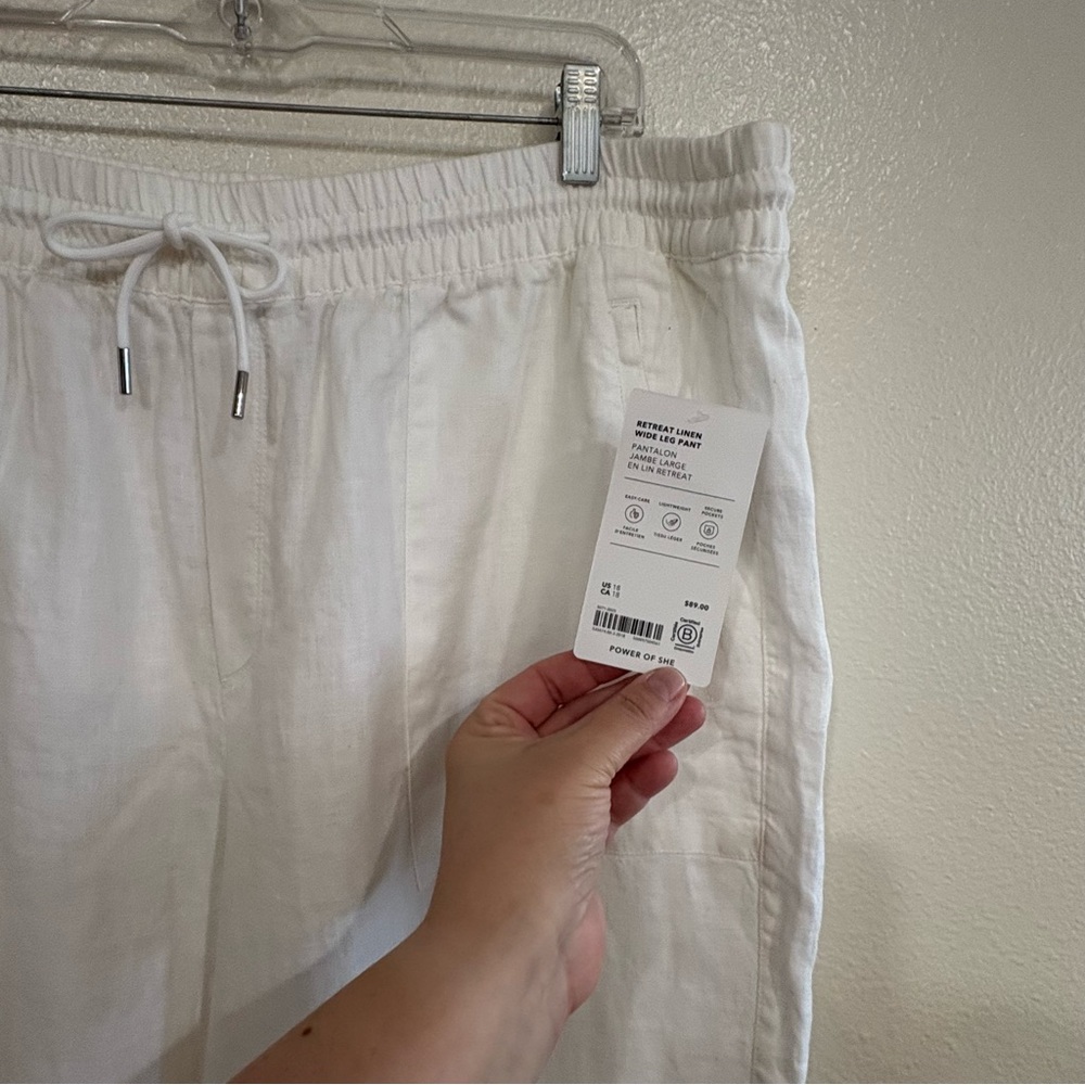 Athleta RETREAT LINEN WIDE LEG PANT, White size 18 NWT - Picture 10 of 11